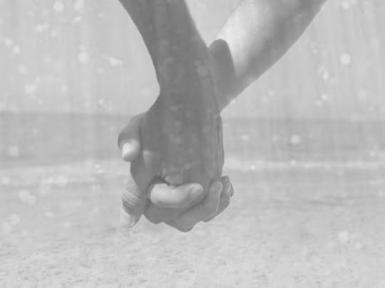 holding hands in the rain