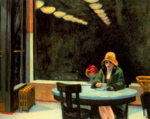 Hopper Drinking Coffee