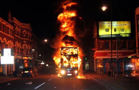 A photo of the London riots in August 2011.