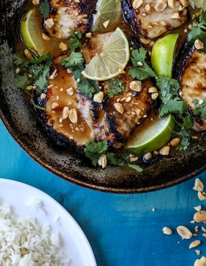 thai skillet pork chops with coconut rice I howsweeteats.com