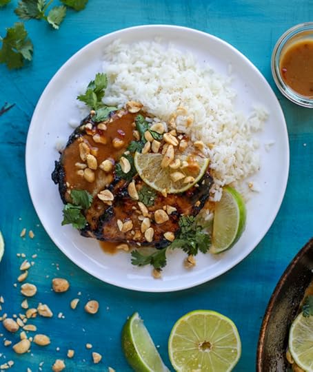thai skillet pork chops with coconut rice I howsweeteats.com