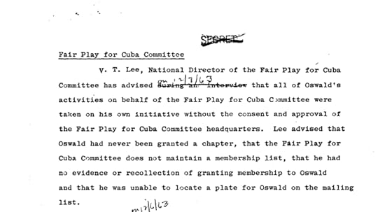 Statement of FPCC CHairman V.T. Lee Disavowing Oswald and his Actions
