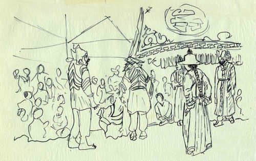 Lhamo Dancers Field Drawings