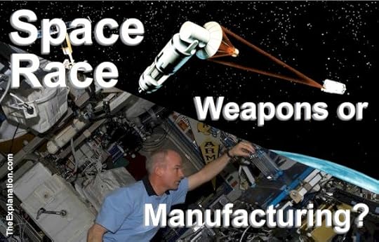 The Space Race isn't which country will win the war, but for humankind's sake, will peaceful or belligerent pursuits win out?