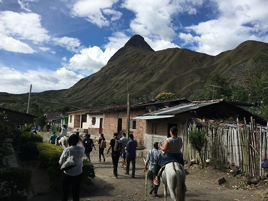 Riding, and limping, into Lerma after visiting a farm in the mountains.