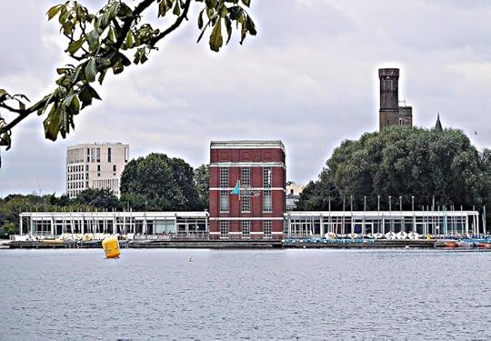 View across West reservoir to Stoke Newington West Reservoir Centre
