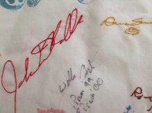 Tablecloth, Mrs. Douglas MacArthur's tablecloth, famous signatures, hospitality, General Douglas MacArthur, embroidery, Sharpie markers, memories