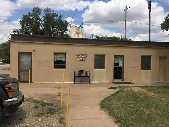 The Twister Cafe in Wakita, Oklahoma. Also, it's the ONLY restaurant in town!