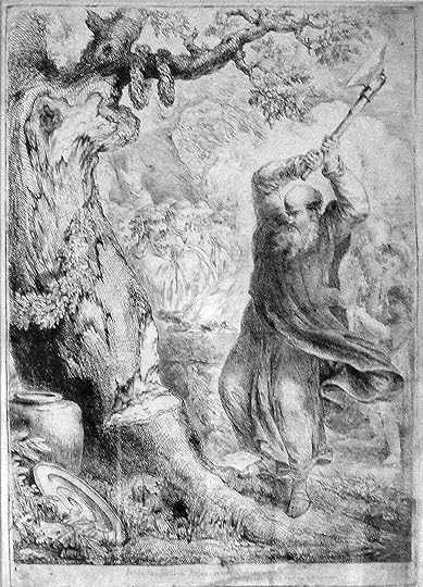 Boniface chops tree