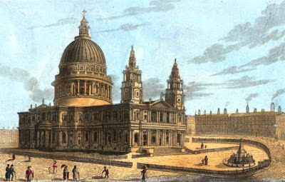 St Paul's Cathedral from The Monuments and Genii of St Paul's Cathedral and of Westminster Abbey by GL Smyth (1826)