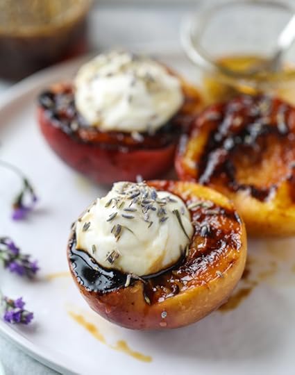 grilled peaches with lavender honey whipped ricotta I howsweeteats.com