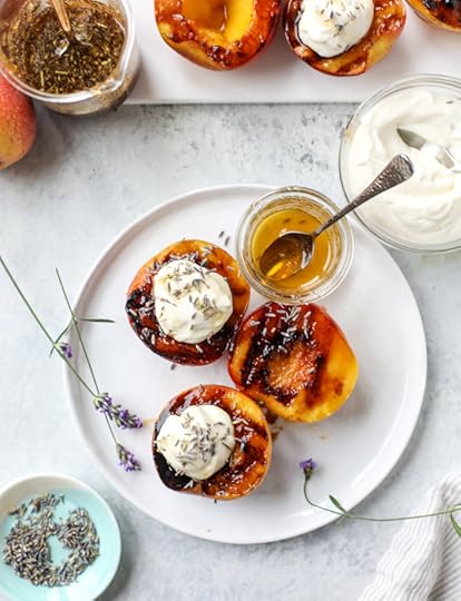 grilled peaches with lavender honey whipped ricotta I howsweeteats.com