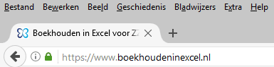 Veilige website boekhoudeninexcel.nl via Firefox