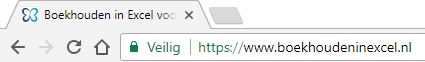 Veilige website boekhoudeninexcel.nl via Google Chrome