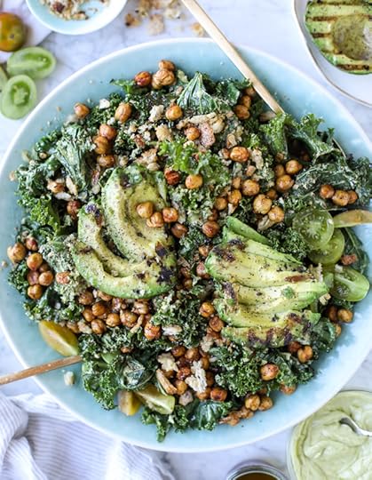 grilled kale avocado salad I howsweeteats.com
