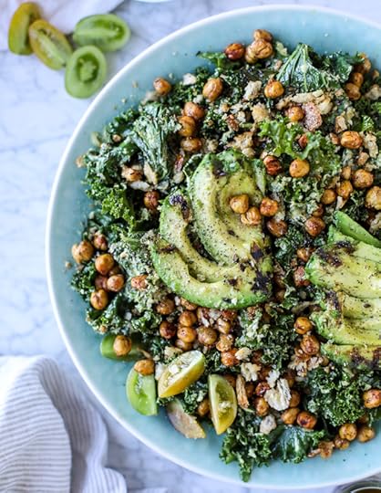 grilled kale avocado salad I howsweeteats.com