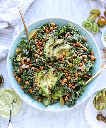 grilled kale avocado salad I howsweeteats.com