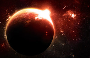 An alien planet in the depths of space