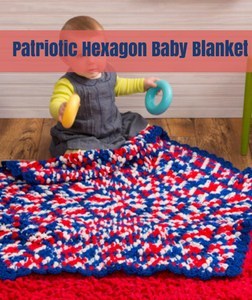 Patriotic Hexagon Baby Blanket Free Patriotic Crochet Pattern from Red Heart