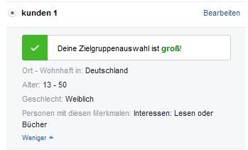 Zielgruppe meiner Facebook Werbeanzeige