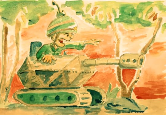 Here is a picture of Hugh when he was in a tank in Iraq.