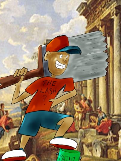 Here is a picture of Dustin from when he was painting stuff back before the housing crises began.