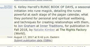 Runic Book of Days announced - Publishers Weekly, S. Kelley Harrell, Soul Intent Arts #ncwriters