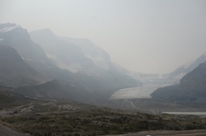 Glacier in smoke