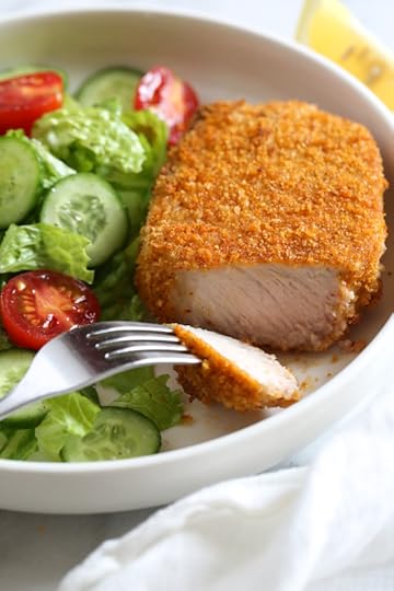 These Crispy Boneless Breaded Pork Chops come out moist on the inside and crispy on the outside! Made in the air fryer so they take just 12 minutes to cook.