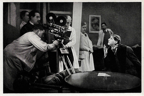 Fritz Rasp at the set of Frau im Mond (1929)