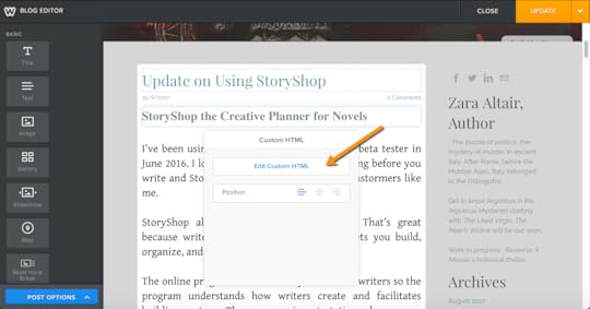 Weebly Edit Custom HTML Picture