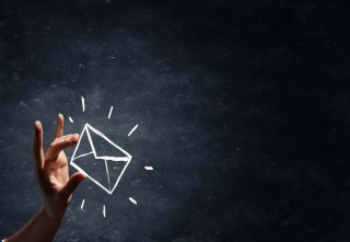 mailing list drawn by hand isolated on blackboard