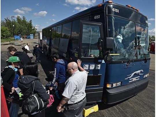 Image result for passengers getting off a greyhound bus