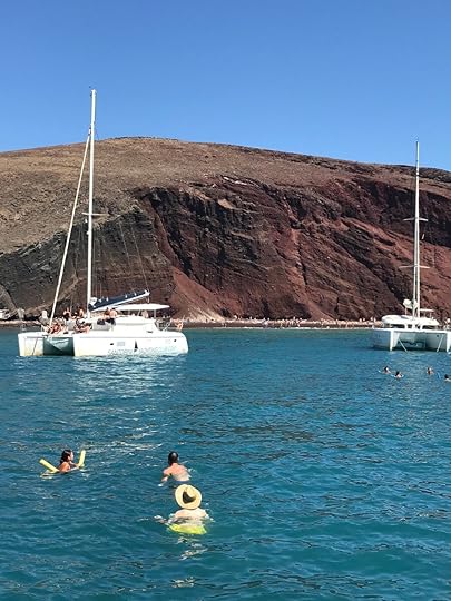We spent a lovely afternoon on a catamaran cruise while on Santorini.