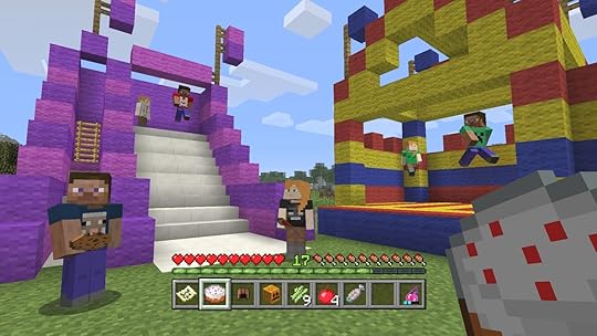 Minecraft birthday party with bouncy castles