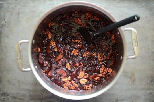 Finished plum conserve in the pot
