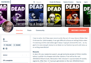 A screenshot of Naomi's Patreon page at patreon.com/naomikramer