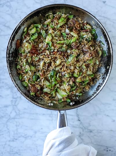 bacon brussels sprouts fried rice I howsweeteats.com