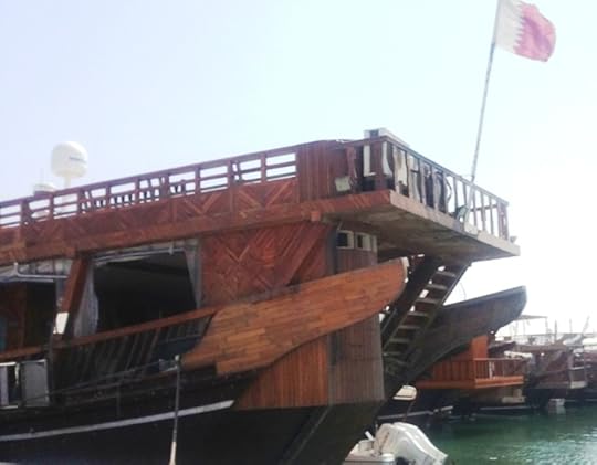 Stern of traditional Arab dhow in Doha
