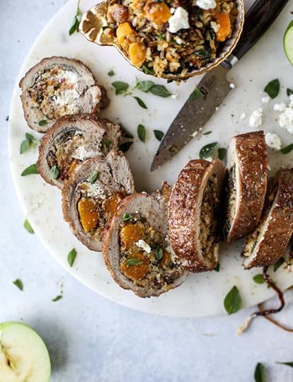 butternut, apple and goat cheese stuffed pork tenderloin I howsweeteats.com #pork #squash #holiday #recipes
