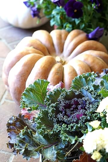 Heirloom pumpkins, kale, and pansies make a beautiful and colorful fall front porch.