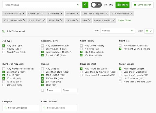 Best Upwork Jobs: Filters