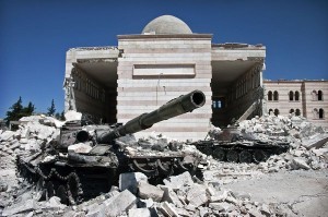 SYRIA tank in rubble