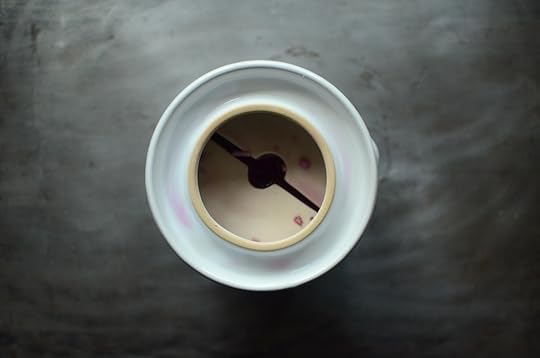 A crock filled for red cabbage apple ginger kraut