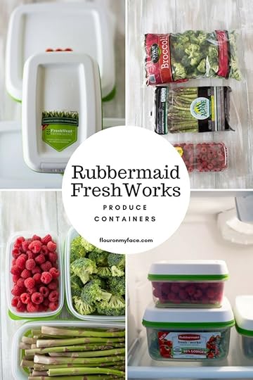 Rubbermaid FreshWorks Produce Containers in a photo collage with fresh produce.