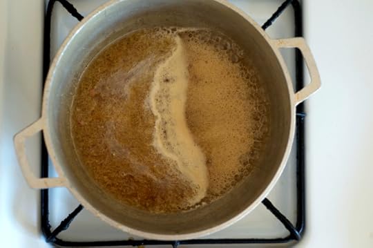 boiling honey and vinegar for homemade honey candy