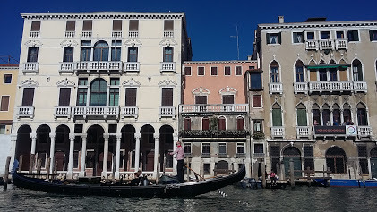 Gondola going past buildings