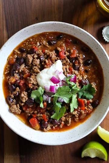 I love this quick and easy beef chili made with black beans, tomatoes, homemade chili spices and beer. This chili pleases all the palates in my house – not to too spicy (although you can kick it up if you wish), loaded with flavor, and ready in less than 30 minutes.