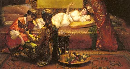 Фрагмент работы. Edouard Frederic Wilhelm Richter (German Painter , 1844-1913 ), In the Harem