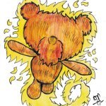 The Human Torch Teddy Bear - Inktober 2017